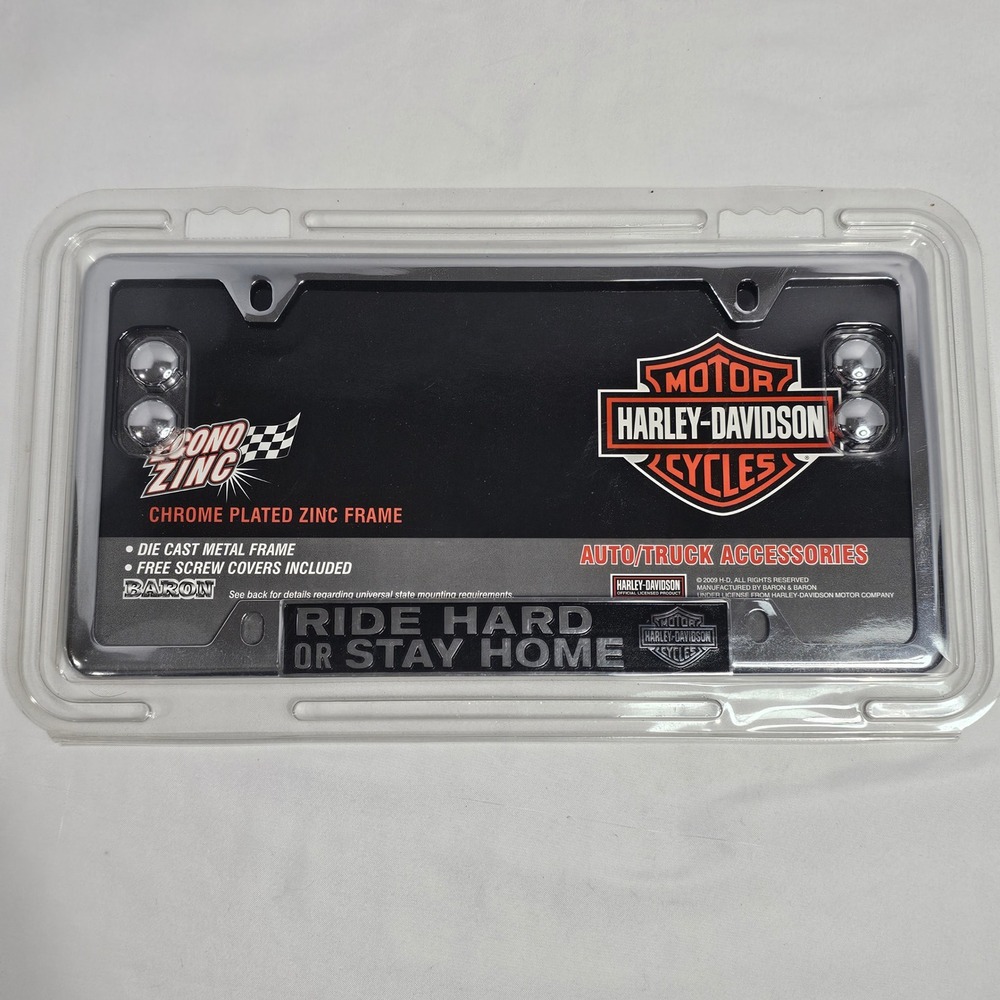 Harley-Davidson Ride Hard Or Stay Home Chrome License Plate cover